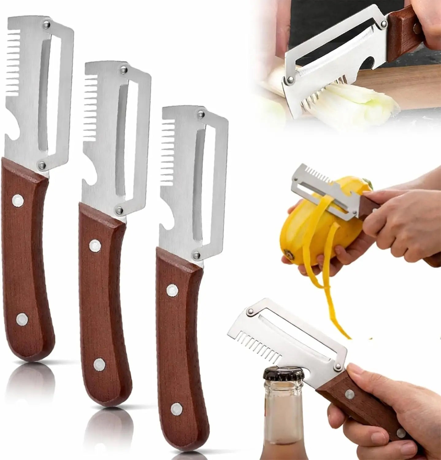 Hate Wasting Food with Thick Peels? 3-in-1 Stainless Steel Peeler – Thin, Even, No Waste by Little Giraffe Shop