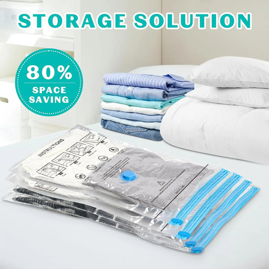 15 Pack Vacuum Storage Bags with Hand Pump for Clothes, Blankets & Travel - Space Saving Solution