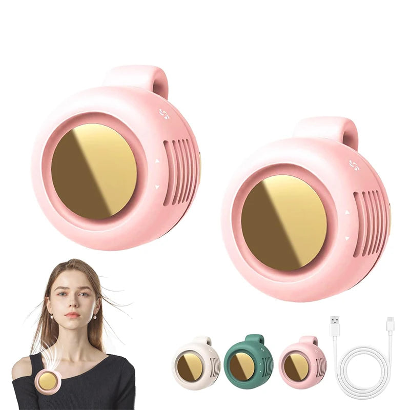 Portable Silent Mini Bladeless Fan Clip On, Small Fan Clip On For Shirt & Waist, Adjustable 3-speed Suspended Whirlwind Fans New