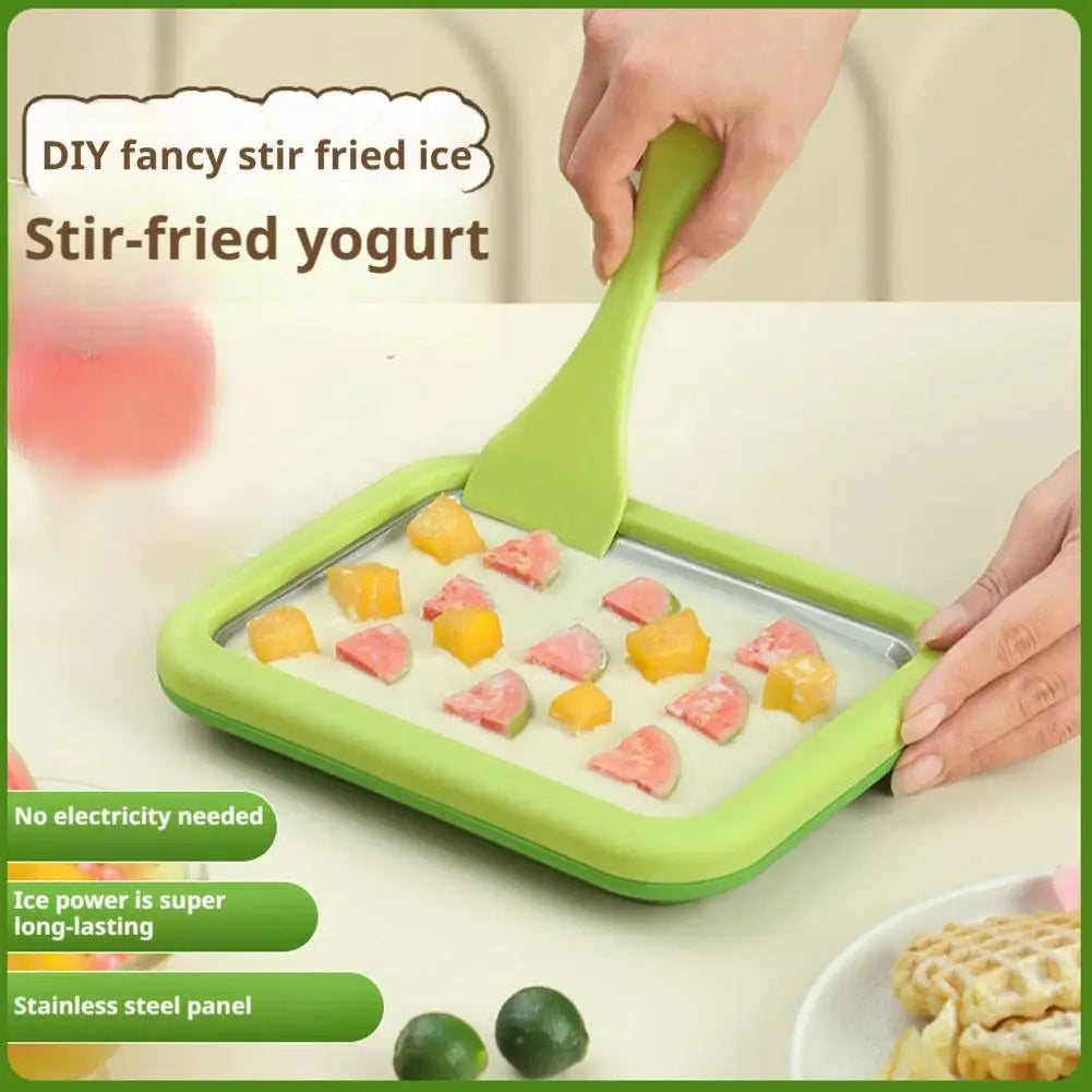 Ice Cream Roll Maker Portable Interactive 304 Stainless Steel DIY Sweet Spot Pan Cold Plate for Kids Birthday Home Family Sorbet