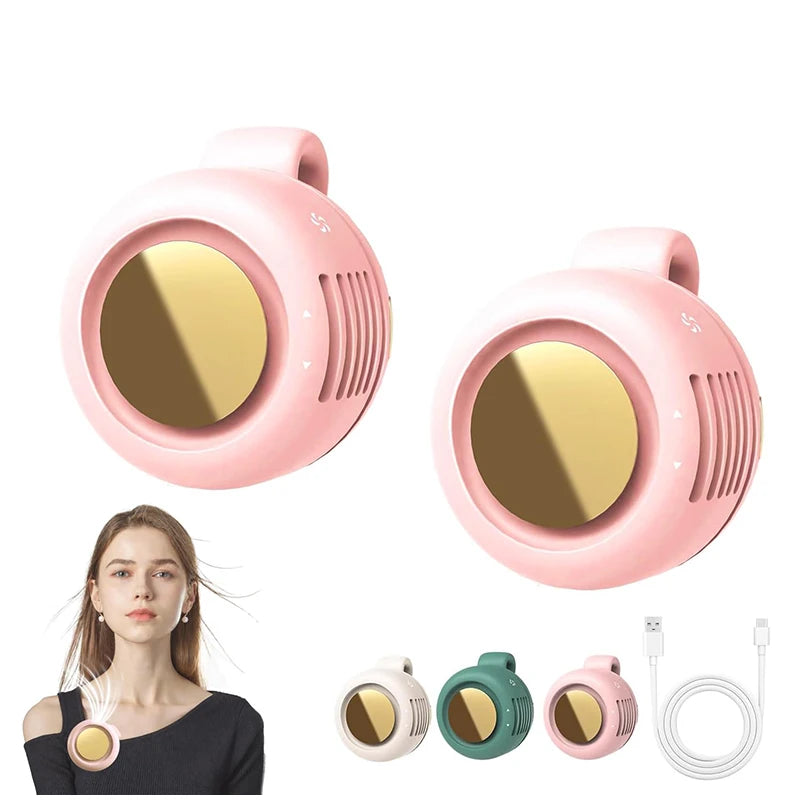 Portable Silent Mini Bladeless Fan Clip On, Small Fan Clip On For Shirt & Waist, Adjustable 3-speed Suspended Whirlwind Fans New