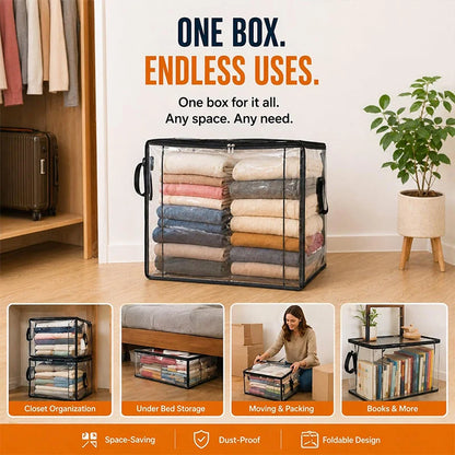 Transparent Visible And Foldable PVC Clothing Storage Box Dustproof Book And Toy Sorting Box Classroom Home Book Storage Box