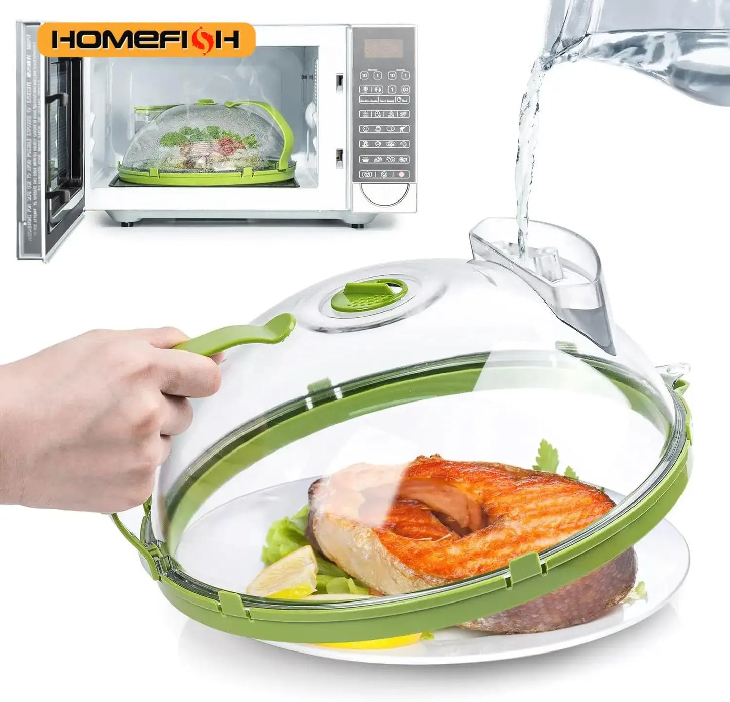 Microwave Food Splash Cover with Steam Release – BPA-Free Plastic, Easy Lift Handle