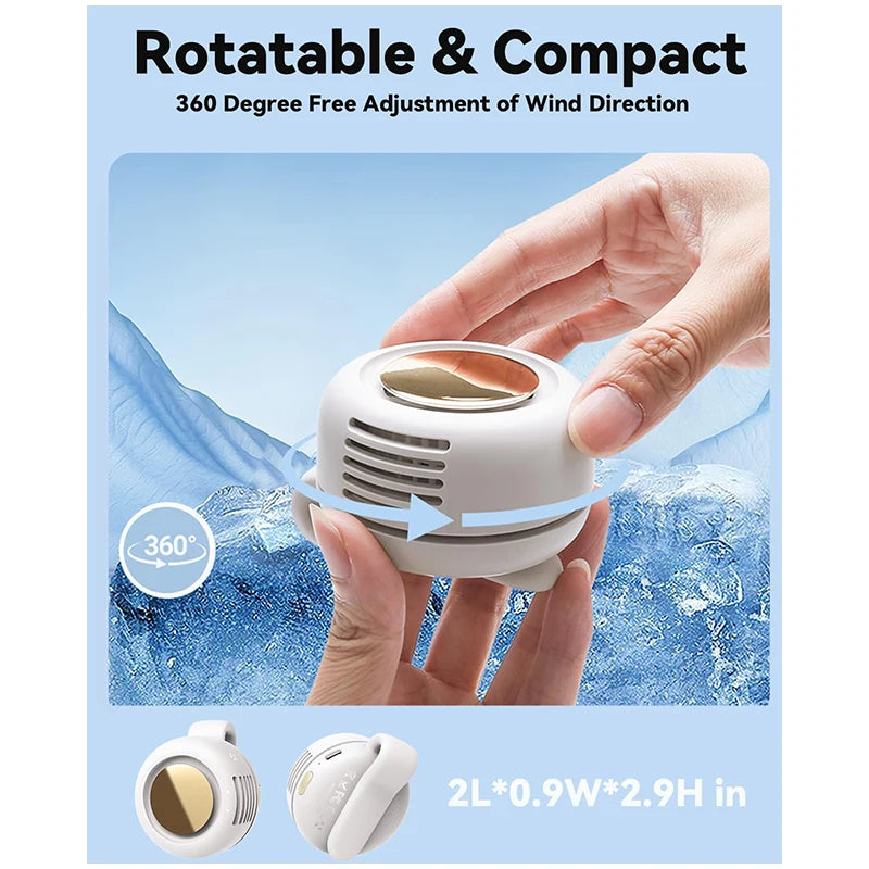 Portable Silent Mini Bladeless Fan Clip On, Small Fan Clip On For Shirt & Waist, Adjustable 3-speed Suspended Whirlwind Fans New