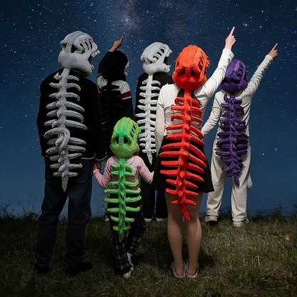 75/115CM Large Size Cool Wearable Dinosaur Skeleton Lifelike Skull Spine Plush Toys for Creative Cosplay Halloween Costume Gift