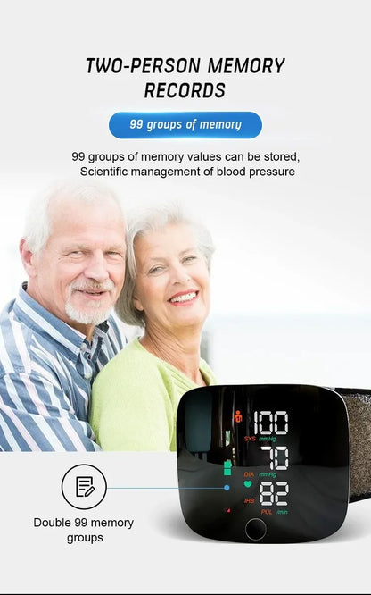 English/ Russian / Arabic / Spanish Voice Broadcast Tonometer BP Monitor New Touch LED Rechargeable Wrist Blood Pressure Monitor