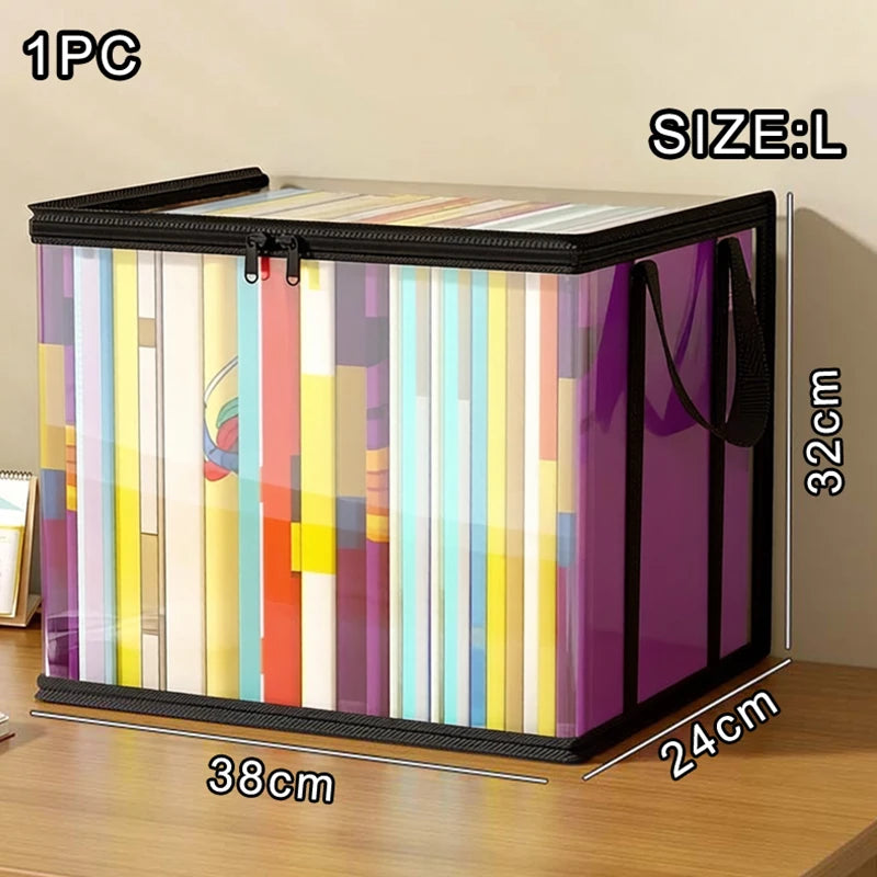 Transparent Visible And Foldable PVC Clothing Storage Box Dustproof Book And Toy Sorting Box Classroom Home Book Storage Box