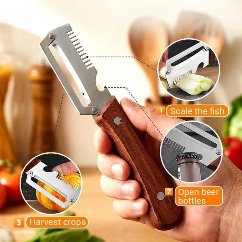 Hate Wasting Food with Thick Peels? 3-in-1 Stainless Steel Peeler – Thin, Even, No Waste by Little Giraffe Shop