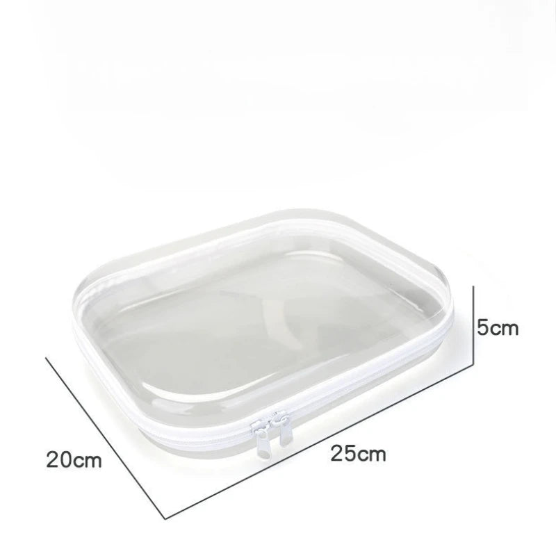 Zippered Hard Pouch Clear Stackable Bliss Bins Toy Storage Organizer  White Hard Plastic Pencil Case Cosmetic Makeup Bags