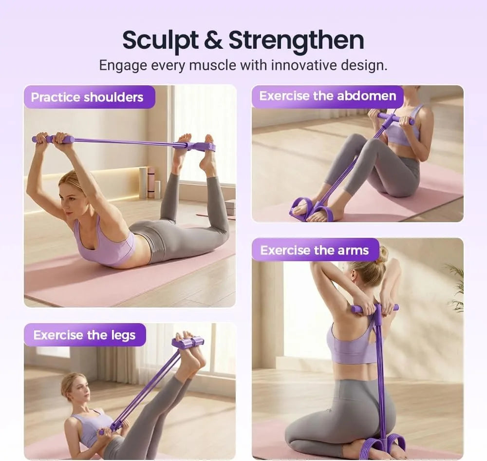 6-Tube Pedal Resistance Band Multifunction Tension Rope Elastic Yoga Pedal Puller Body Stretching Trainer Home Gym Workout Equipment