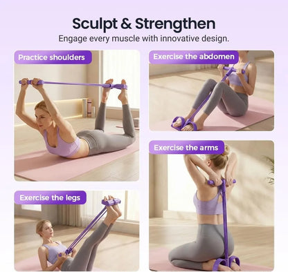 6-Tube Pedal Resistance Band Multifunction Tension Rope Elastic Yoga Pedal Puller Body Stretching Trainer Home Gym Workout Equipment