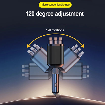 7 In 1 Quick Phone Charger 148W PD Type C Dual USB Phone Charger Digital Voltmeter with 3 Retractable Cables For IPhone Huawei
