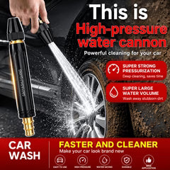 Heavy‑Duty Metal Garden Hose Nozzle, Adjustable High Pressure Spray Gun